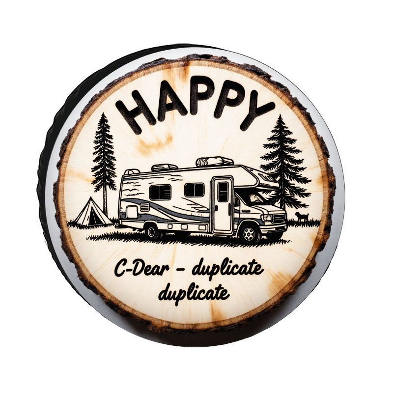 Outdoor Adventure Rv - HAPPY RV Camping-Themen-Reifenabdeckung aus Polyester, sonnenfeste,