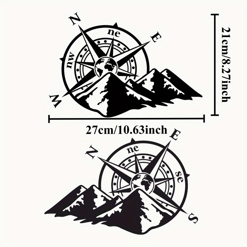 Outdoor Adventure Rv - 2 Stück Bergkompass Vinyl-Aufkleber Nord-West-Süd-Osten Richtung