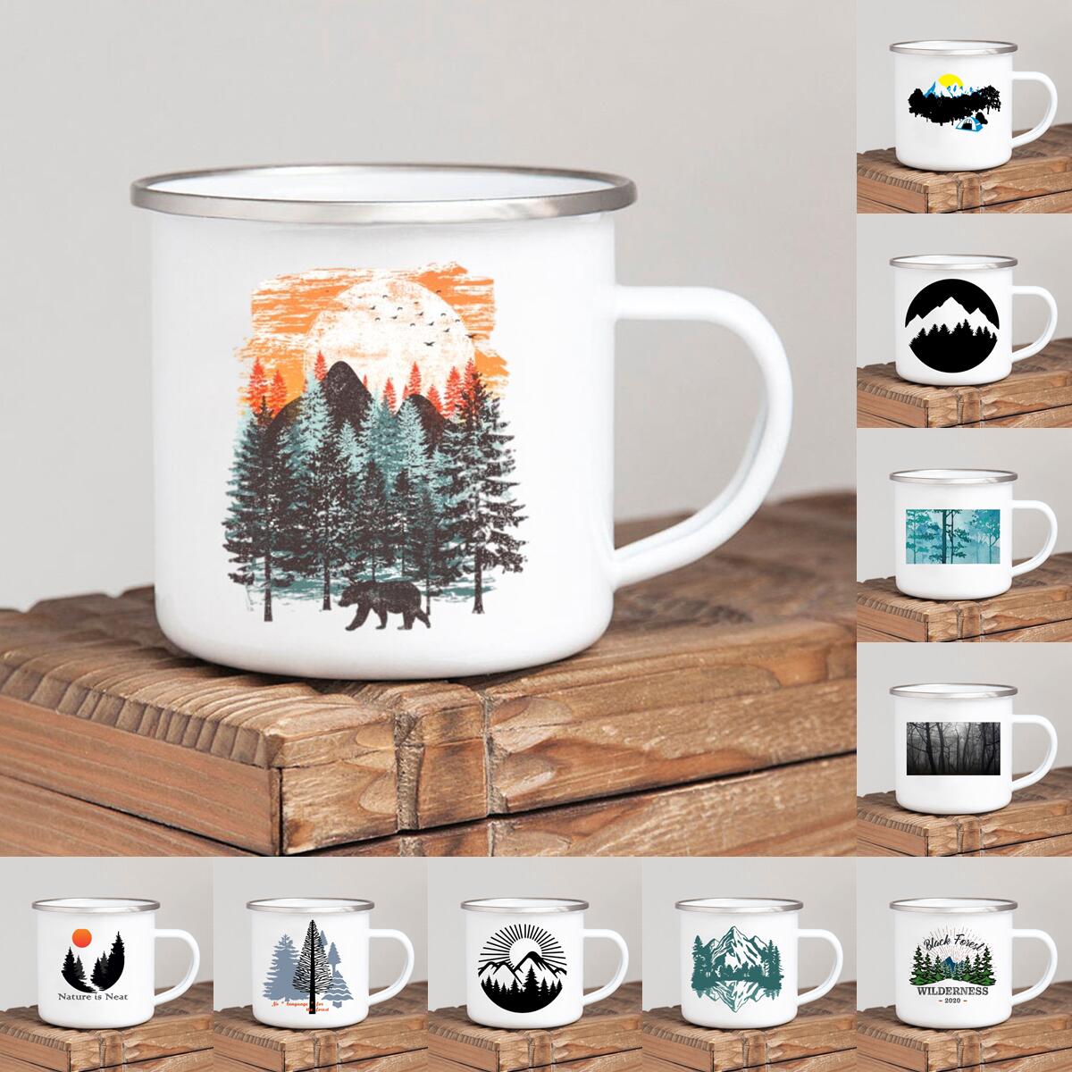 Outdoor Adventure Ideas - Forest Camp Emaille-Kaffeetasse „Adventure Together“, Camping-Tasse,