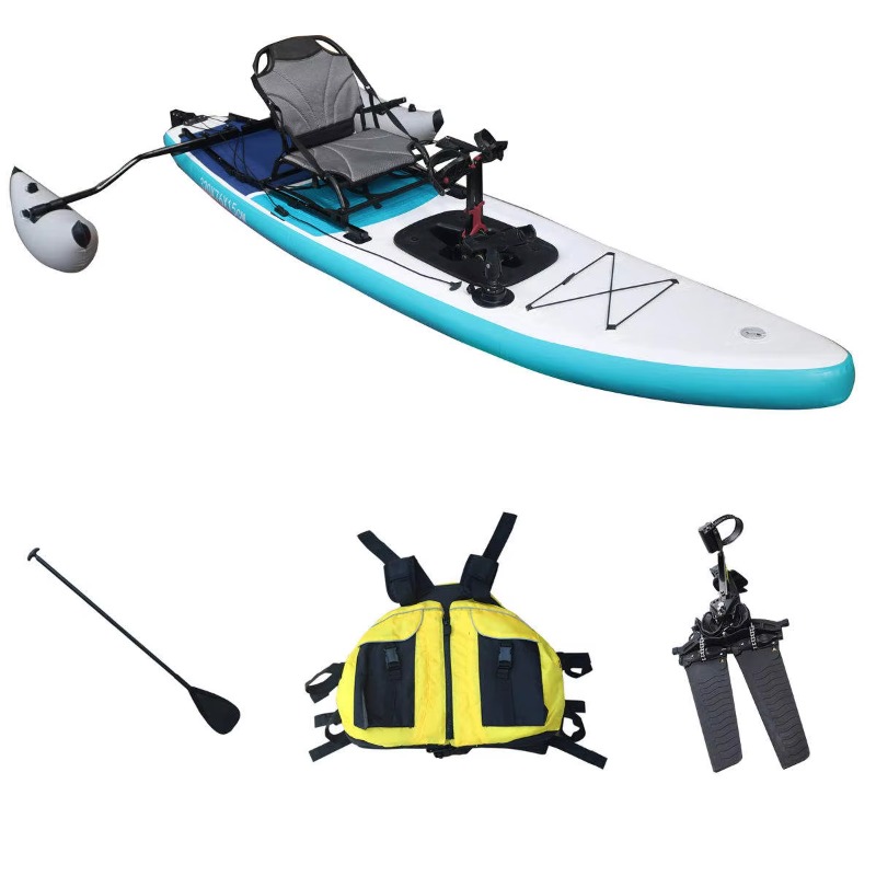 Outdoor Adventure Kayak - 14 Fuß aufblasbares Zweipersonen-Tret-Angelkajak mit Anti-Leck-System