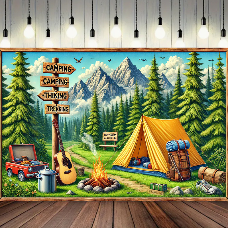 Outdoor Adventure Background - 1, Camping- und Outdoor-Abenteuerhintergrund, gewebter Stoff,