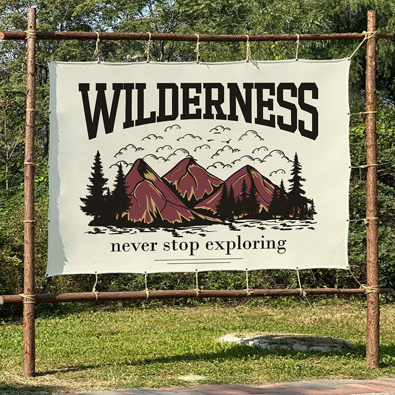 Outdoor Adventure Background - Vintage Adventure Wild Life Camping Wandteppich,