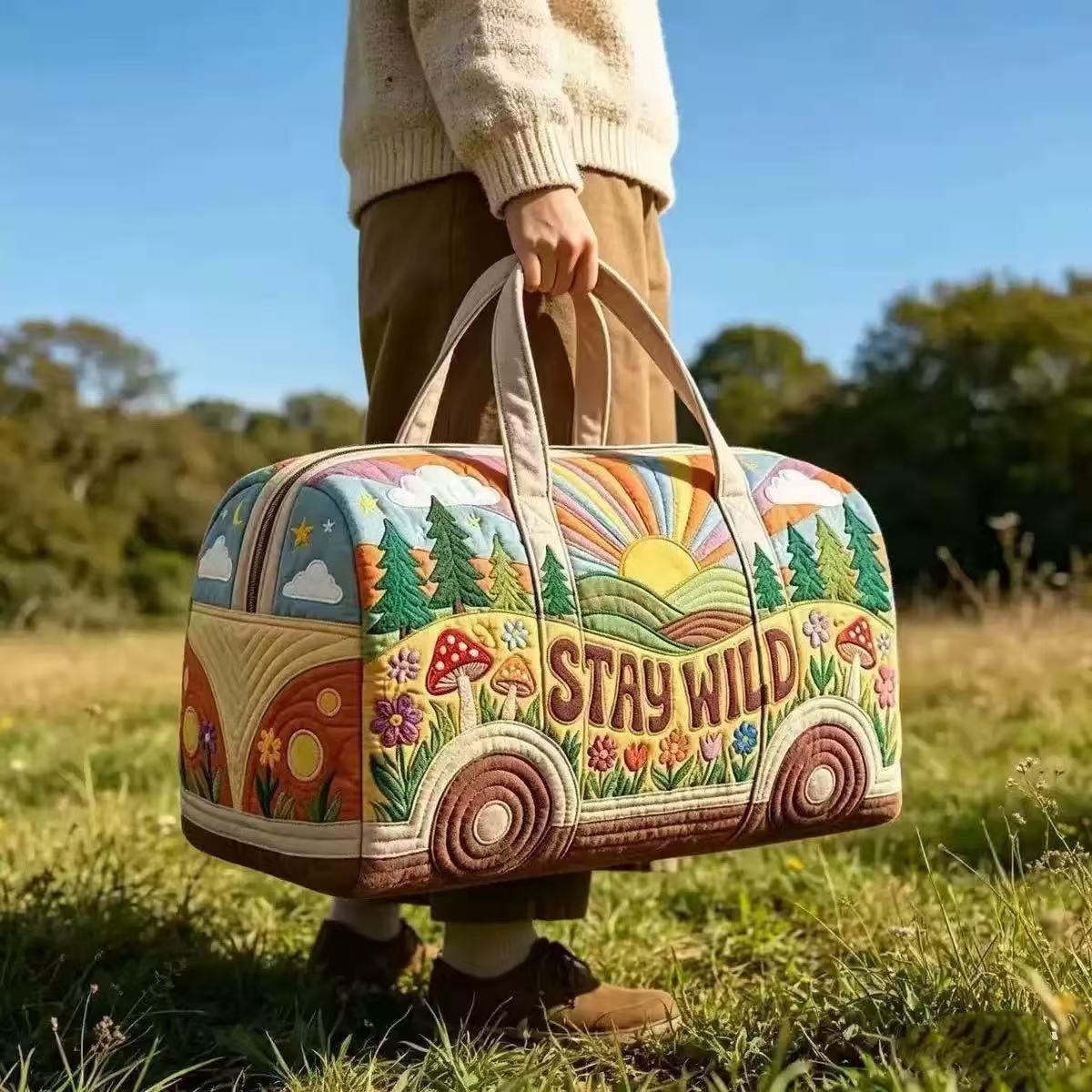 Outdoor Adventure Rv - Vintage Camper Van Gesteppte Reisetasche 18