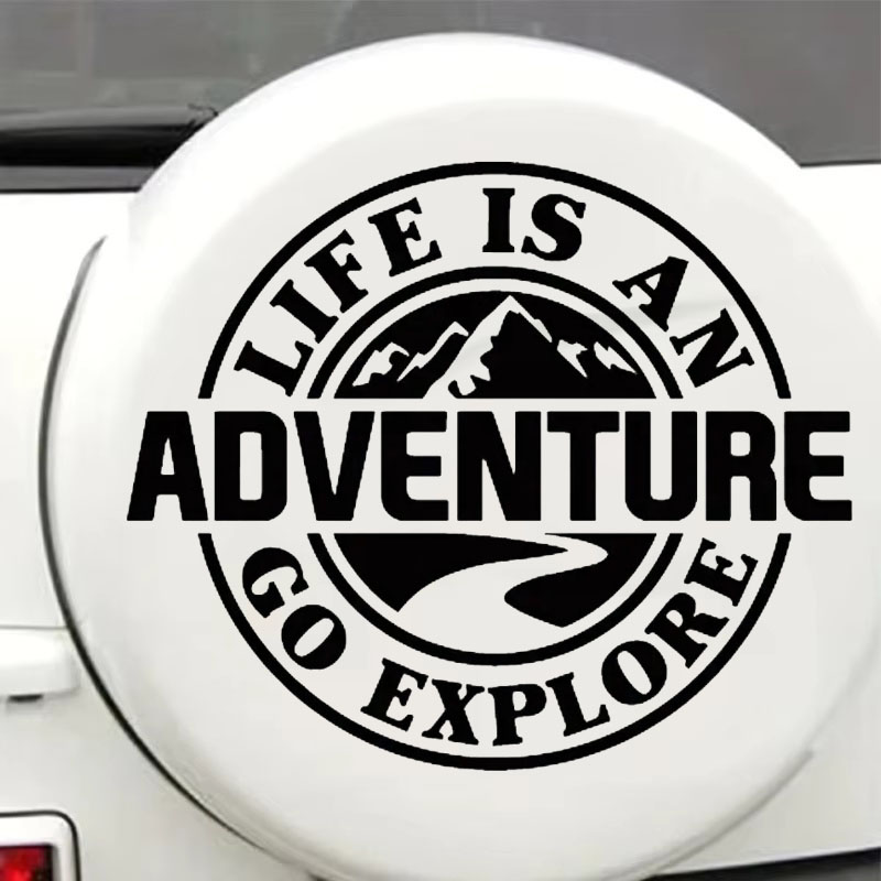 Outdoor Adventure Rv - „Life Is An Adventure“ Outdoor-Aufkleber, Bergkreis-Vinyl-Aufkleber