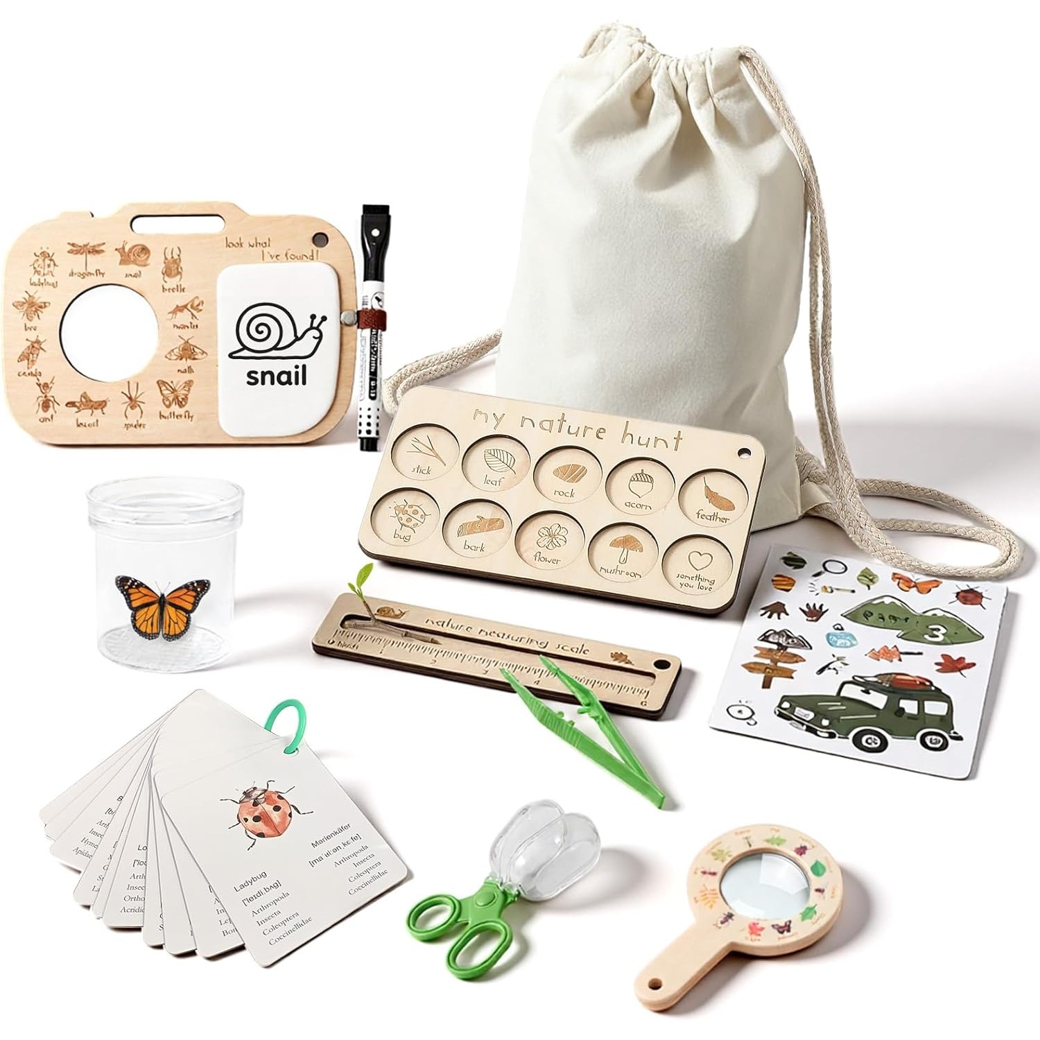 Outdoor Adventure Boys - Insektenfänger-Set für Kinder mit Insektenbox, Lernkarten