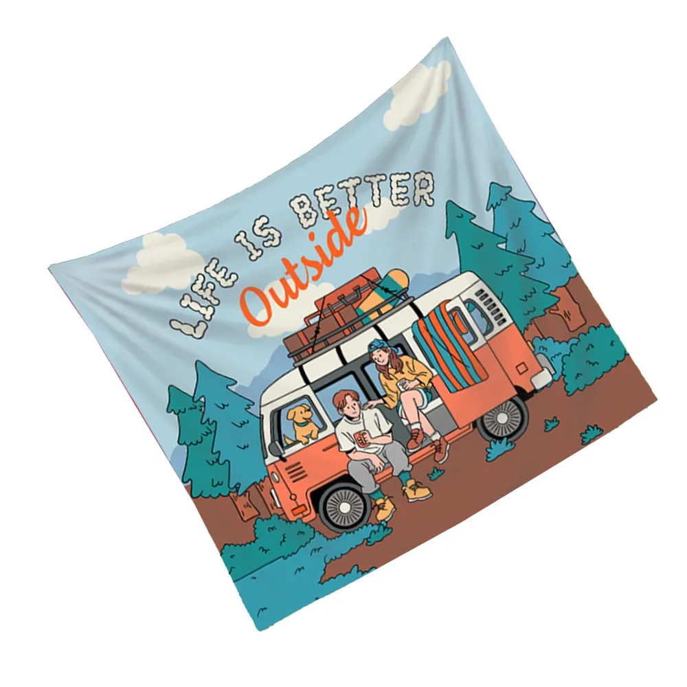 Retro Camper Van Wandteppich,  – Outdoor Adventure Background Bewertung und Preis