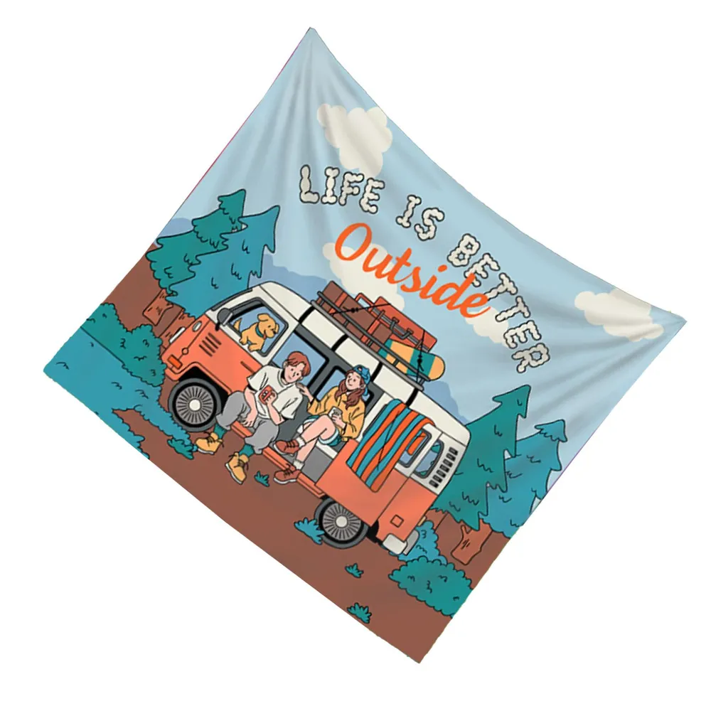 Retro Camper Van Wandteppich,  – Outdoor Adventure Background Bewertung und Preis