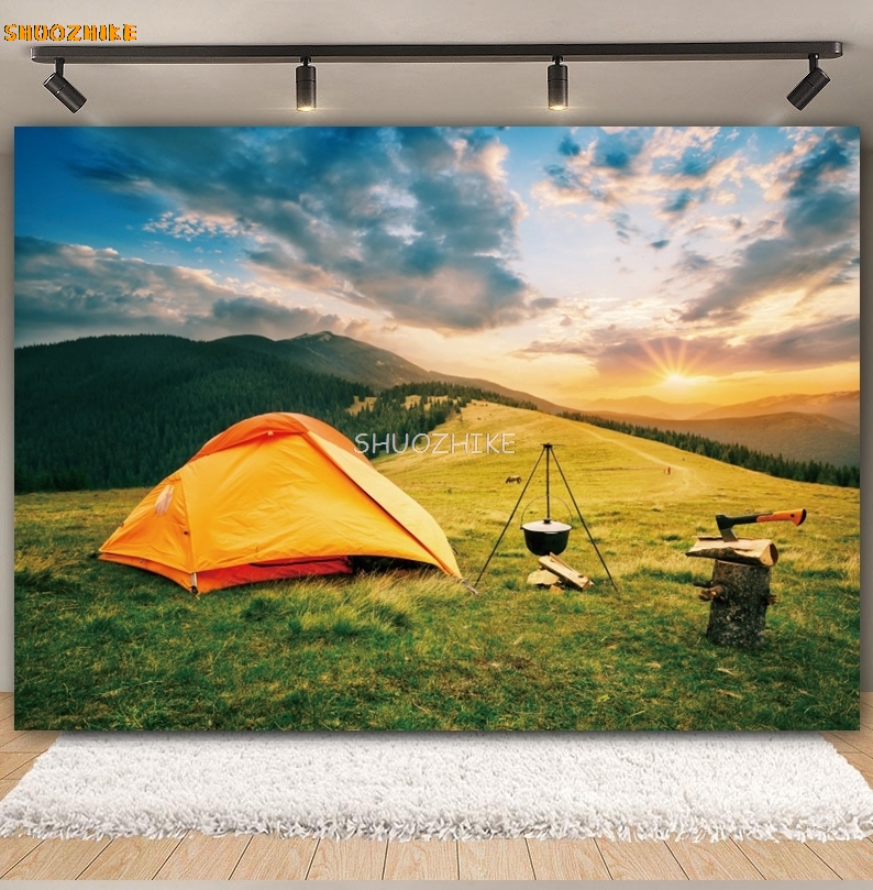 Outdoor-Wald-Camping-Hintergru – Outdoor Adventure Background Bewertung und Preis