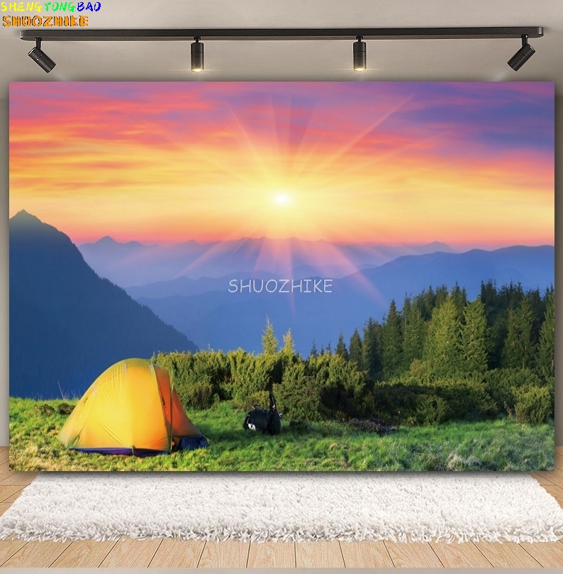 Outdoor-Wald-Camping-Hintergru – Outdoor Adventure Background Bewertung und Preis