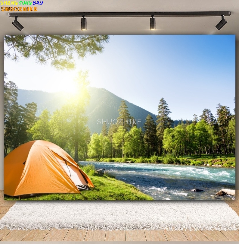 Outdoor-Wald-Camping-Hintergru – Outdoor Adventure Background Bewertung und Preis