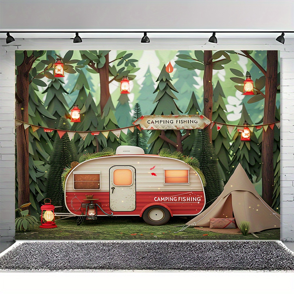 Wandteppich mit Dschungel-Camp – Outdoor Adventure Background Bewertung und Preis